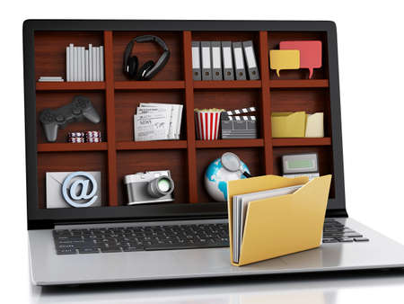 3d renderer image. Laptop pc and multimedia. Coceptual image. Isolated white backgroundの写真素材