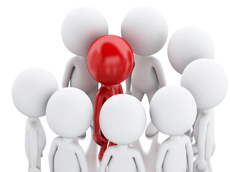 3d renderer image. Group of people and red leader. Business team concept. Isolated on white background.の写真素材