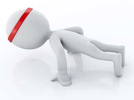 3d renderer image. White people doing exercise at the gym. Isolated white backgroundの写真素材