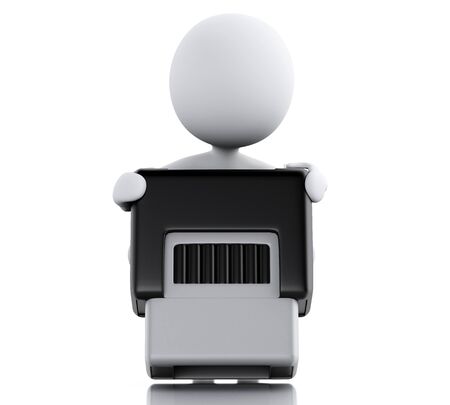 3d renderer image. White people with a stamp. Business concept. Isolated white backgroundの写真素材