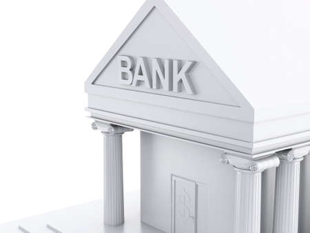 3d renderer image. Bank building against isolated white background.の写真素材