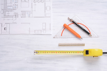 House plan with tools. Architecture concept.