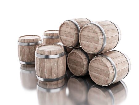 3d renderer image. Beer barrels. Isolated white background.