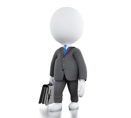 3d illustration. Businessman with his briefcase. Business concept. Isolated white backgroundの写真素材