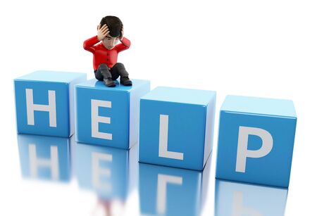 3d illustration. People need help. Isolated white backgroundの写真素材