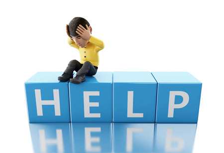 3d illustration. People need help. Isolated white backgroundの写真素材