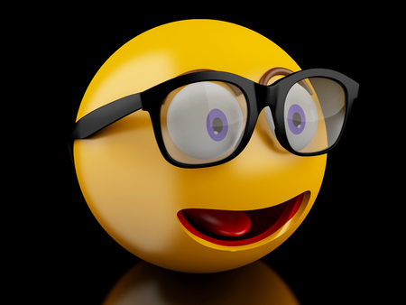 3d illustration. Emoji icons with facial expressions. Social media concept.の写真素材