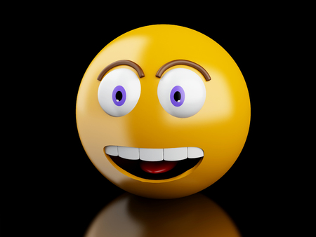 3d illustration. Emoji icons with facial expressions. Social media concept.の写真素材