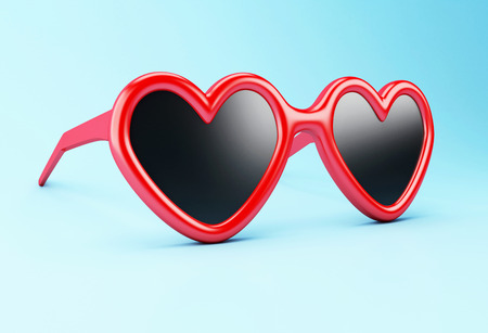 3d renderer image. Red sunglasses. Vacation concept.