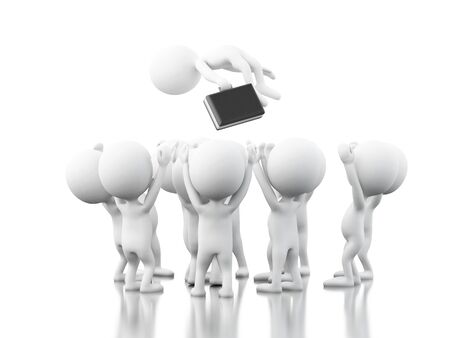 3d renderer image. White people, team work. Business concept. Isolated white background.の写真素材