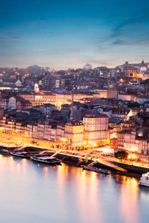 Panoramic cityscape view on Porto on the sunset in Portugalの写真素材