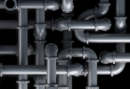 3d illustration. Close up view of pipe system backgroundの写真素材