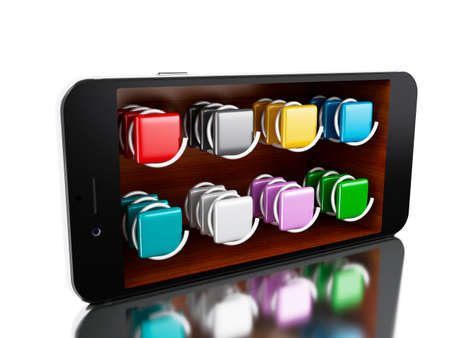 3D illustration. Smartphone with store. Shop online concept. Isolated white background.の写真素材