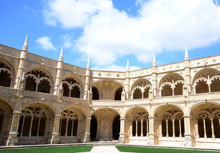 Cloister of Jeronimos monastery (Mosteiro dos jeronimos) in Lisbon, Portugal.