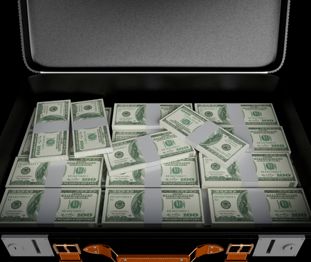 3d illustraton. Suitcase full of money.の写真素材