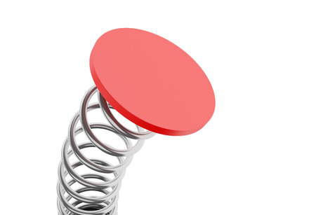 3d illustration. Metal steel spring moving. Isolated white backgroundの写真素材