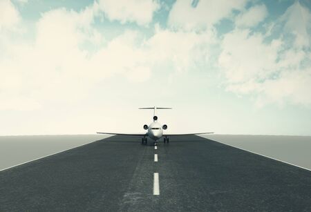 3d illustration. Airplane taking off runway. Travel conceptの写真素材