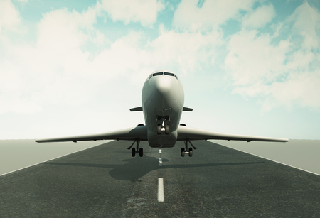 3d illustration. Airplane taking off runway. Travel conceptの写真素材