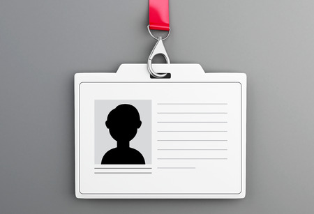 3d illustration. White ID badge. Isolated white backgroundの写真素材