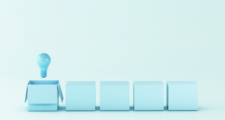 3d illustration. Light bulb. Idea and think outside of the box concept.の写真素材