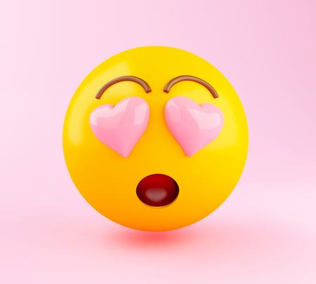 3d illustration. Emoji in Love. Social media concept.の写真素材