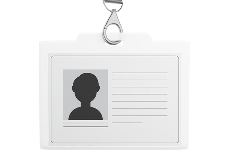 3d illustration. White ID badge. Isolated white backgroundの写真素材