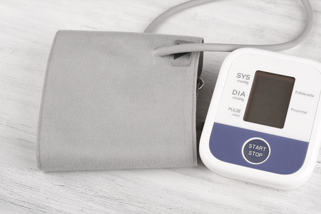 Close up view of digital pressure gauge. Medicine concept