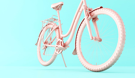 3d illustration. Pink bicycle on blue background. Sports concept.の写真素材