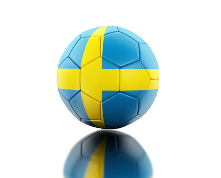 3d illustration. Soccer ball with Sweden flag. Sports concept. Isolated white background.の写真素材