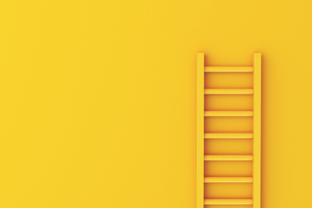 3d illustration. Ladder on yellow wall background. Business concept.の写真素材