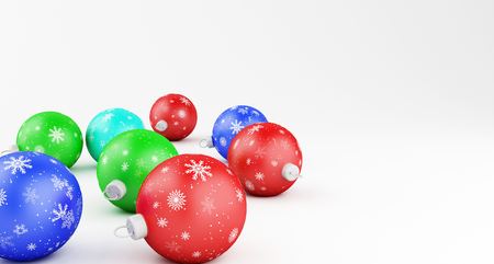 3d illustration. Christmas balls. Traditional ornament happy winter holidays and Merry Christmas concept.の写真素材