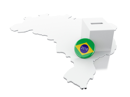 3d illustration. Brazil map with Ballot box. Elections 2018. Brazil voting concept.の写真素材