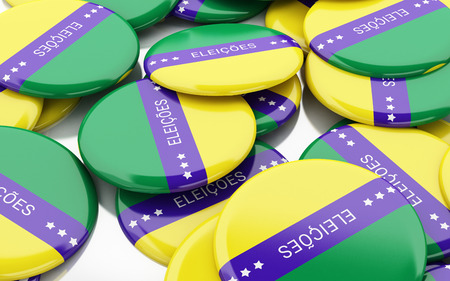 3d illustration. Pin Elections 2018. Brazil voting concept.の写真素材