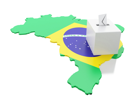 3d illustration. Brazil map with Ballot box. Elections 2018. Brazil voting concept.の写真素材