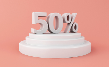 3d Illustration. Discount 50 percent off. Promotion discount and sale concept.の写真素材