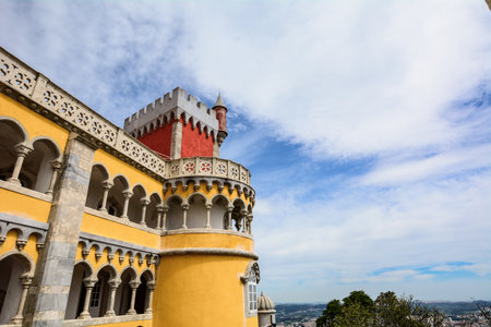 Palace da Pena, beautiful castle in Lisbon, Portugal.のeditorial素材
