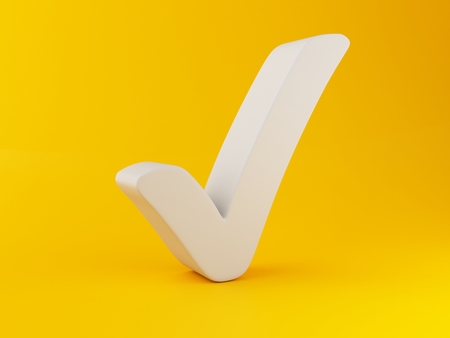 White mark on yellow background. 3d renderer illustration.の写真素材