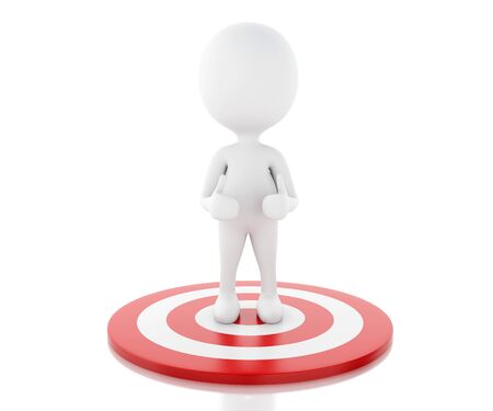 White people with red target. Success in business. Isolated white background. 3d renderer illustration.の写真素材