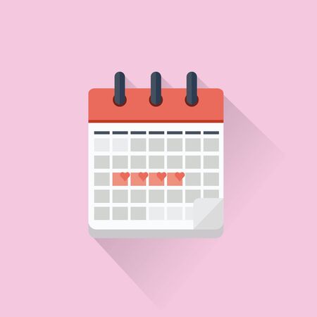 Vectro illustration. Menstruation calendar on pink background. Women health conceptの写真素材