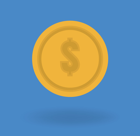 Vector illustration. Yellow coin with dollar symbol. Money concept.のイラスト素材