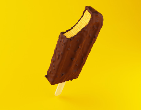 3d illustraton. Chocolate ice filled with cream. Summer food concept.の写真素材