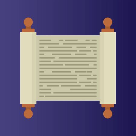 Vector illustration. Flat icon of torah scroll. Jewish religion conceptのイラスト素材