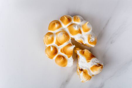 Close-up to delicious mini lemon pie. Food concept.
