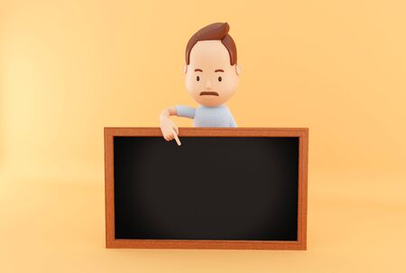 3d renderer illustration. People holding a chalkboard.の写真素材