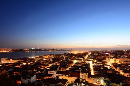 Panomaric view of the city of Lisbon at the sunset. Portugal.の写真素材