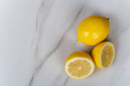 Close-up of lemons and slices.の写真素材