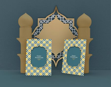 3D Illustration. Eid mubarak. Celebration of muslims community. Traditional islamic holiday. Greeting card.の写真素材