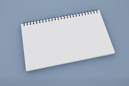 3D Illustration. Spiral binder notebook mockup on isolated background. Notebook with white blank paper.の写真素材