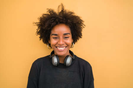 Portrait of young afro american woman.の写真素材
