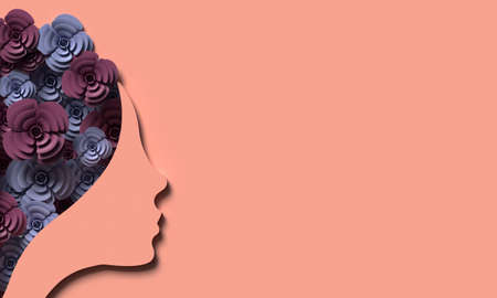 March 8 with papercut woman faceの写真素材